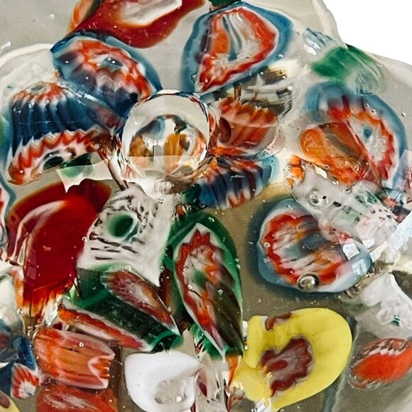 Vintage Glass Paperweight Rainbow Millefiori Art Glass Domed Ball 2" x 2.5" - Picture 6 of 12